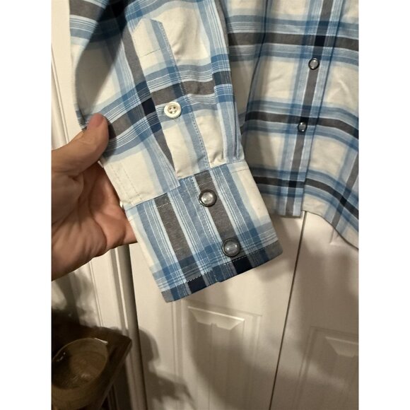 Kimes Ranch Shirt Snap Front Plaid Blue Women's Large - Picture 5 of 8